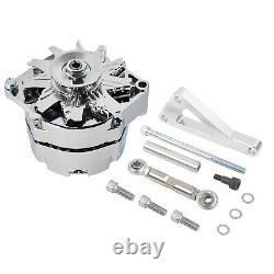 For SBC Chevy 350 Chrome 120 AMP 1 or 3 Wire V Belt Alternator & LWP Bracket Kit