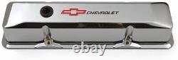 GM Performance 141-117 SBC Chrome Valve Covers, Tall, Red Bowtie / Black Chevrol