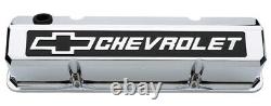 GM Performance 141-922 SBC Slant-Edge Chrome Valve Covers, Tall, Chrome Bowtie /