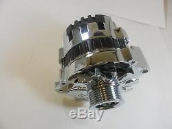 GM SBC BBC CS-130 Style Chrome 130 Amp 1 Wire Alternator Olds Chevy 6 GROOVES