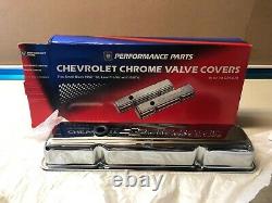 Gm Performance Parts Chevrolet Chrome Sbc Valve Covers 58-86 New Gm Oem 12341670
