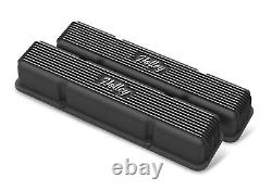 Holley 241-245 SBC Vintage Series Finned Valve Covers Satin Black Machined
