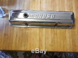 MOROSO Chrome Plated Steel Valve Covers DEEP TALL Small Block Chevy EUC