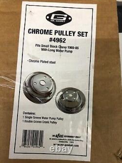 Mr Gasket 4962 Chrome Pulley Set, Two Groove Fits 1969-1985 SBC 262-400 Gen 1