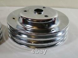 Mr. Gasket 4963 Chrome Pulley Set 1969-85 Small Block Chevy With Long Water Pump