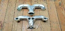 NEW Smooth Rams Horn Exhaust Manifolds, Small Block Chevy, Chrome Silver Ceramic