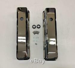 NEW V8 Small Block Chevy Tall Smooth Chromed Aluminum Valve Covers 283 350 305