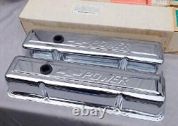 NOS Chevrolet Power Small Block Chevy Chrome Valve Covers 70's-80's Day 2 SWEET