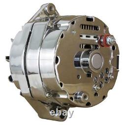 New Chrome Bbc Sbc Chevy Alternator Fits 110a 1 Wire Ho Self Exciting Energizing