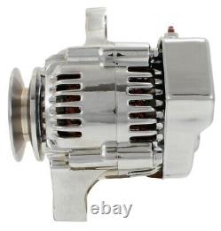 New Chrome Light Weight Mini Alternator 1-Wire fits Chevy Street Rod SBC BBC