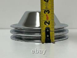 Nice Chrome Chevy 2/3/1 Groove Pulley Set LWP Long Water Pump Crank Shaft PS SBC