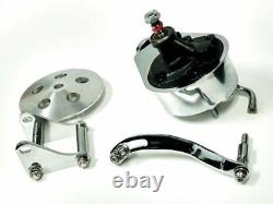 Power Steering Pump With Bracket & Pulley, Chrome Saginaw Style, Fits Chevy SBC