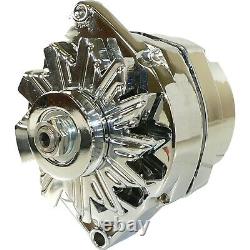Premium 120A Chrome Alternator fits Chevy SBC BBC 1 Wire One Wire Self Excited