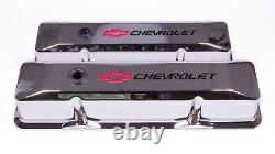 Proform 141-117 Small Block Chevy Tall Chrome Aluminum Valve Covers Chevy Logo