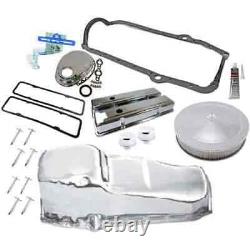 RPC R9216K Small Block Chevy Chrome Dress-Up Kit Includes Steel Valve Covers Ti