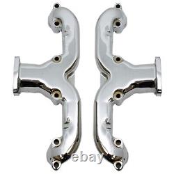 Rams Horn Exhaust Headers Small Block Chevrolet Chrome Gaskets-Hardware-Pair