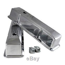 Recessed Tall Valve Covers Aluminum Chrome Ball Mill 58-86 SBC Chevy 327 350 400