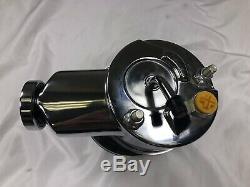 SBC BBC Chevy Chrome Saginaw Key way Style Power Steering Pump with2 Groove Pulley