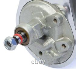 SBC BBC Chevy Chrome Saginaw Style Power Steering Pump with Single Groove Pulley