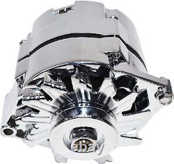 SBC BBC GM CHEVY Chrome 110 Amp Alternator with 1 Wire Setup 283 350 400 396 454