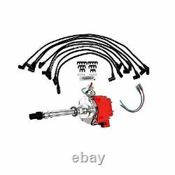 SBC CHEVY GM 283 329 350 383 HEI DISTRIBUTOR RED CAP 8mm SPARK PLUG WIRES