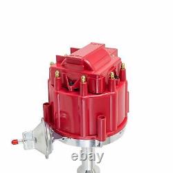 SBC Chevy 283 329 350 383 HEI Distributor 8mm SPARK PLUG WIRES Red Cap