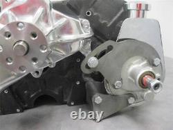 SBC Chevy CHROME Power Steering Pump with Bracket 2 Groove Aluminum Keyway Pulley