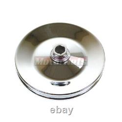 SBC Chevy Chrome SWPShort Water Pump 2+3 Groove Crankshaft Power SteeringPulley