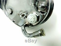 SBC Chevy Chrome Saginaw Style Power Steering Pump with Bracket & Chrome Pulley