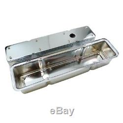 SBC Chrome SB Chevy 2-Piece Tall Valve Cover 283 327 350 383 400 Removable Top