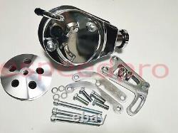 SBC SB Chevy 327 250 Chrome Saginaw Power Steering Pump & Aluminum Bracket Kit