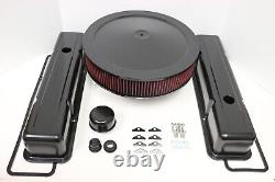 SB Chevy Black Engine Dress Up Kit Tall Valve Covers Washable Air Cleaner SBC