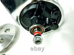 SB Chevy Chrome Saginaw Power Steering Pump, Bracket, And Pulley Kit SBC 350 327