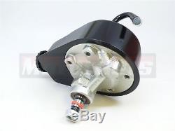 SB Chevy SBC Black Saginaw Power Steering Pump+Bracket+Aluminum Pulley LWP SWP