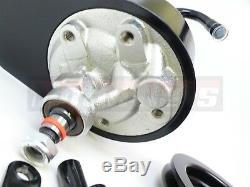 SB Chevy SBC Black Saginaw Power Steering Pump+Bracket+Aluminum Pulley LWP SWP
