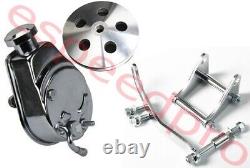 SB Chevy SBC Chrome Saginaw Power Steering Pump+Bracket+Aluminum Pulley LWP SWP