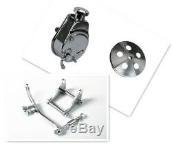 SB Chevy SBC Chrome Saginaw Style Power Steering Pump WithBracket Pump &Pulley kit