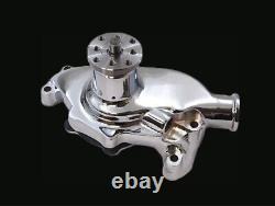 SB Chevy Water Pump Short SBC 350 V8 High Volume CHROME Pulley Kit 1 Groove