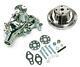 Small Block Chevy Chrome Long Aluminum Water Pump + 1 Groove Chrome Pulley Kit