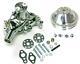 Small Block Chevy Chrome Long Aluminum Water Pump + 2 Double Groove Pulley Kit