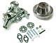 Small Block Chevy Chrome Long Aluminum Water Pump + 2 Groove Chrome Pulley Kit