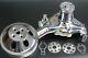 Small Block Chevy Chrome Long Aluminum Water Pump + 2 Groove Polished Pulley Kit