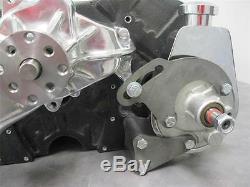 Small Block Chevy CHROME Power Steering Pump with Bracket for Long Water Pump SBC