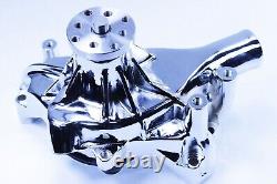 Small Block Chevy Chrome Power Steering Long Water Pump Alternator Compressor