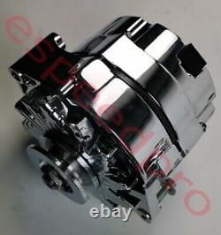 Small Block Chevy Chrome Short Water Pump Power Steering Pump 140 AMP Alternator