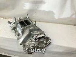 Small Block Chevy Edelbrock Performer RPM Manifold thermostadt chrome carb studs