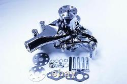 Small Block Chevy Long Water Pump Pulley Kit WithLong Water Pump Chrome