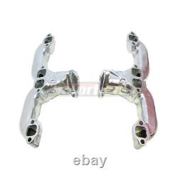 Small Block Chevy SBC 283-350 V8 Ram Horn Chrome Exhaust Manifold Headers 55up