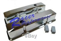 Small Block Chevy Tall Chrome Aluminum Recessed Valve Cover 283 305 350 383 SBC