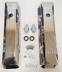 Small Block Chevy Tall Recessed CHROME Aluminum Ball Milled Valve Covers SBC 350